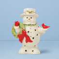 Happy Holly Days Snowman Holding Wreath Figurine