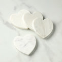 White Marble Heart Coasters, Set of 4