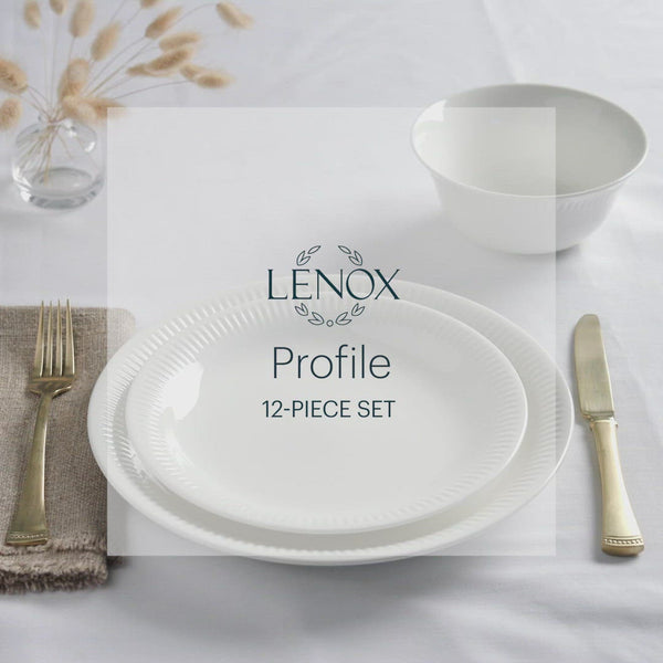 Profile White Porcelain 4-Piece Dinner Plate Set